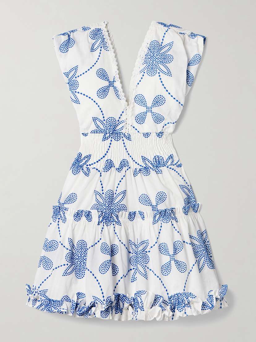 WAIMARI Giselle Crocheted Lace-trimmed Embroidered Cotton-voile Mini Dress - x large