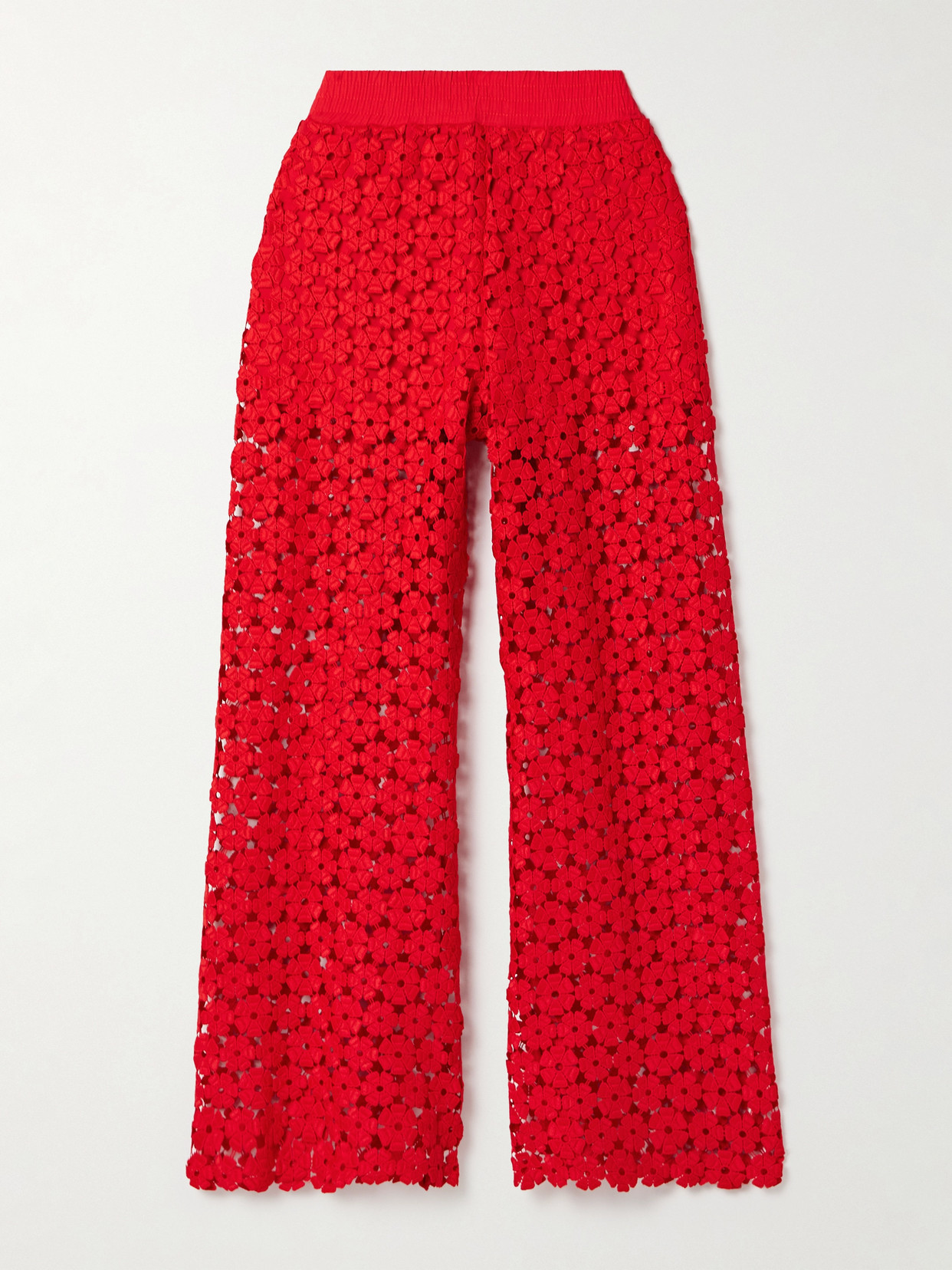 Shop Waimari + Net Sustain Christie Crocheted Lace Straight-leg Pants In Red