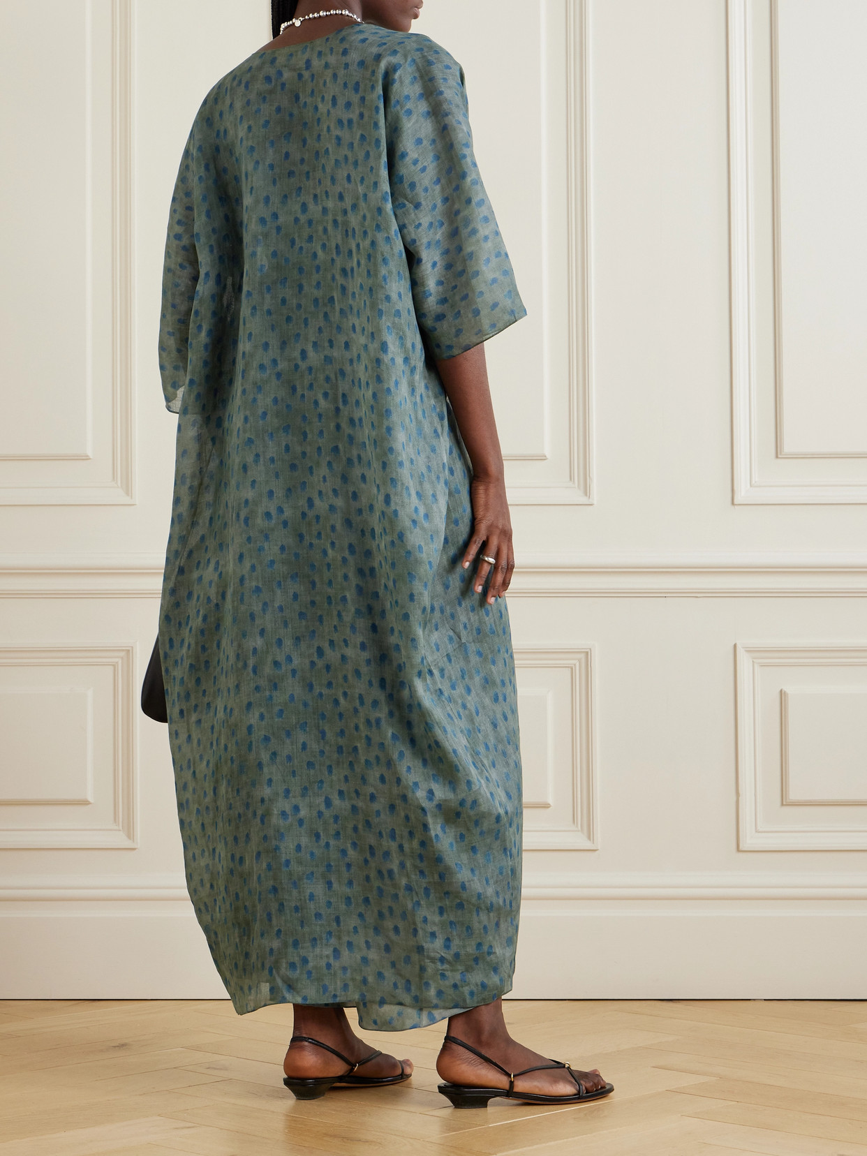 Cortana Nina Printed Ramie Jacket In Green