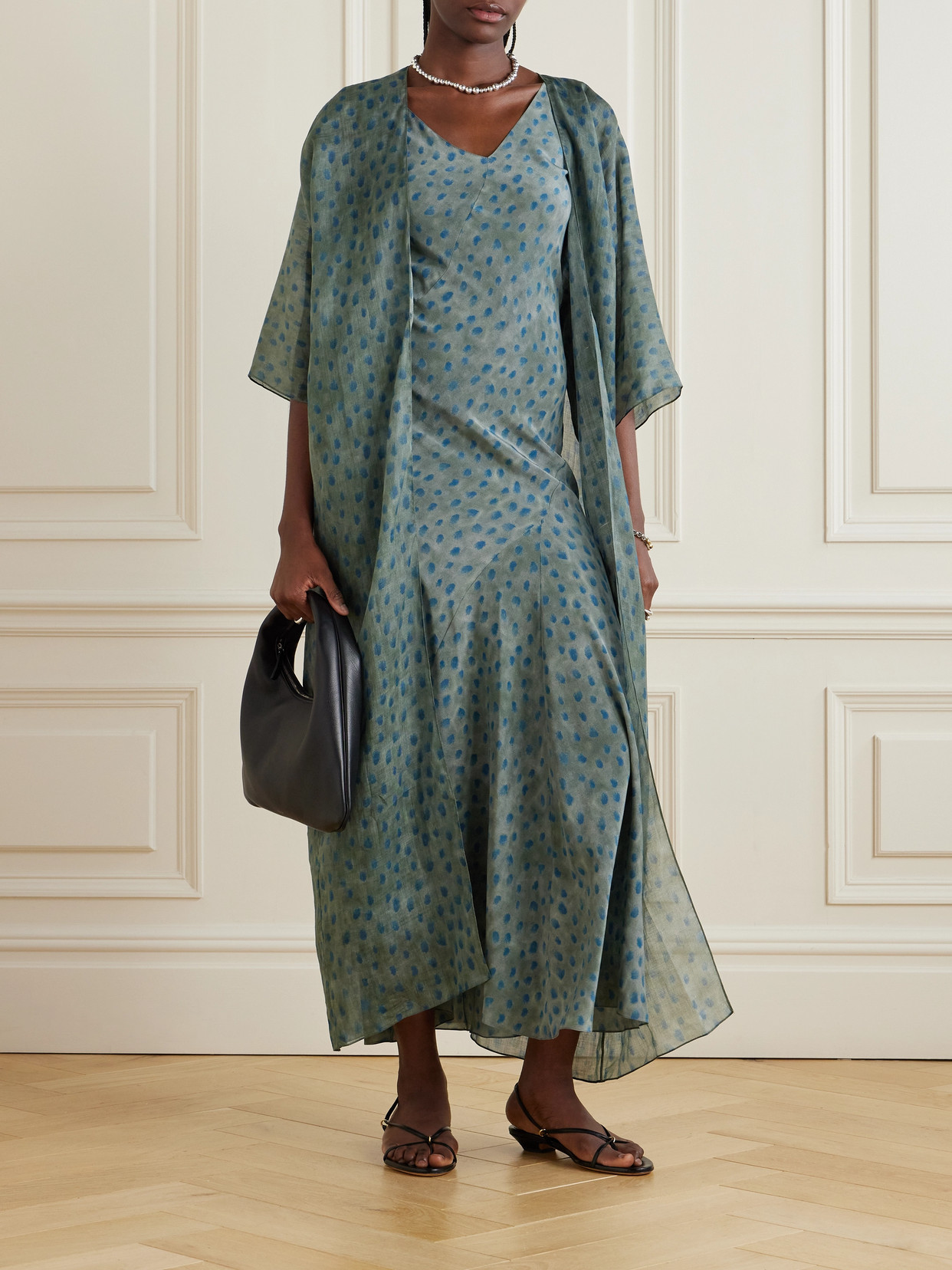 Cortana Nina Printed Ramie Jacket In Green