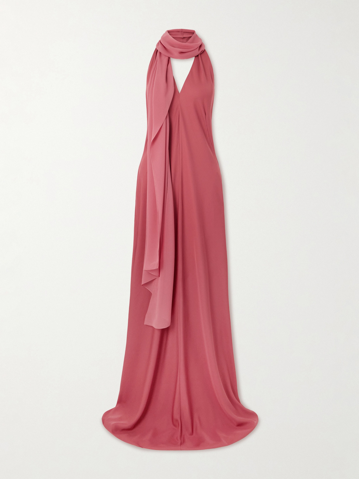 Cortana + Net Sustain Farah Cape-effect Georgette-trimmed Silk-crepe Maxi Dress In Red