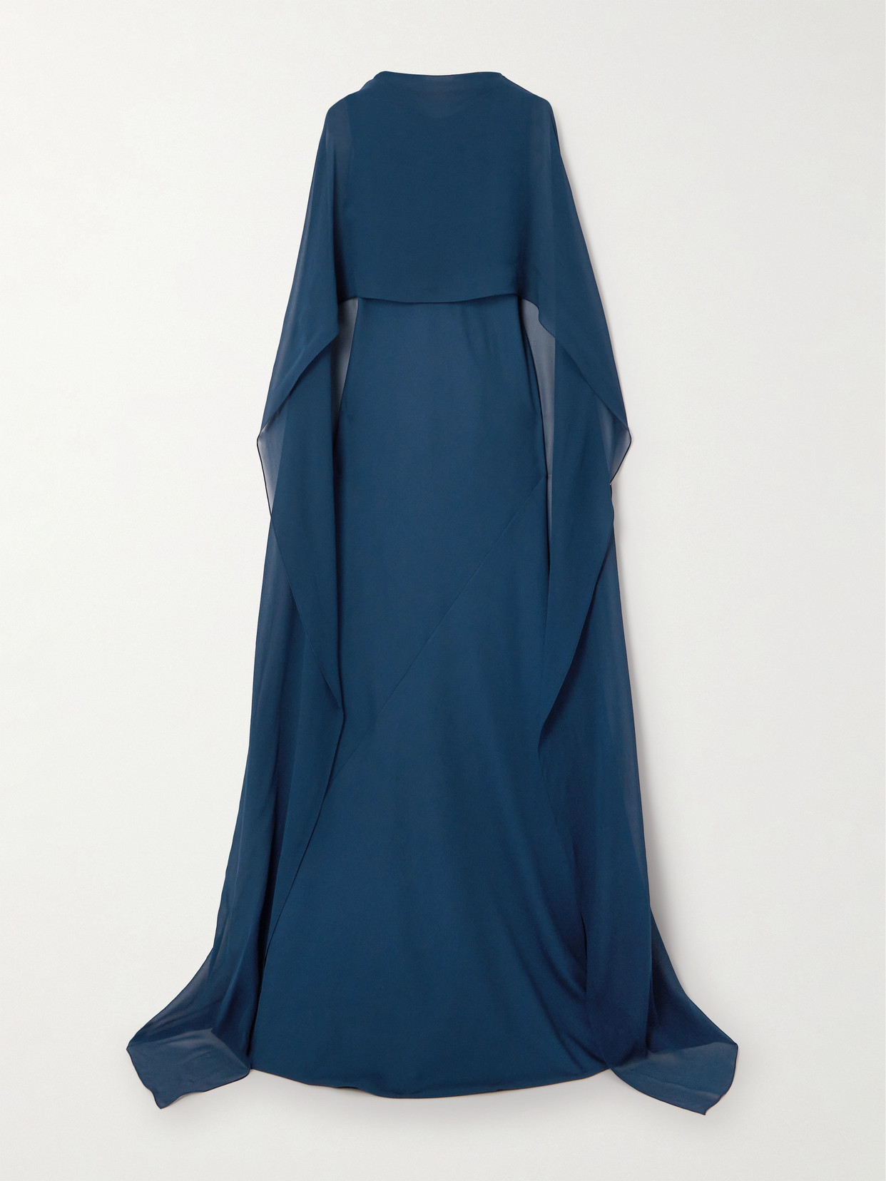 Cortana Luana Cape-effect Silk-georgette Gown In Blue