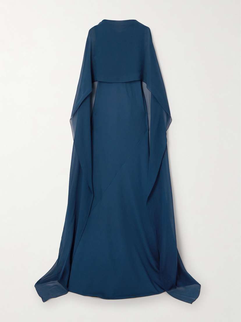 Cortana Luana Cape-effect Silk-georgette Gown