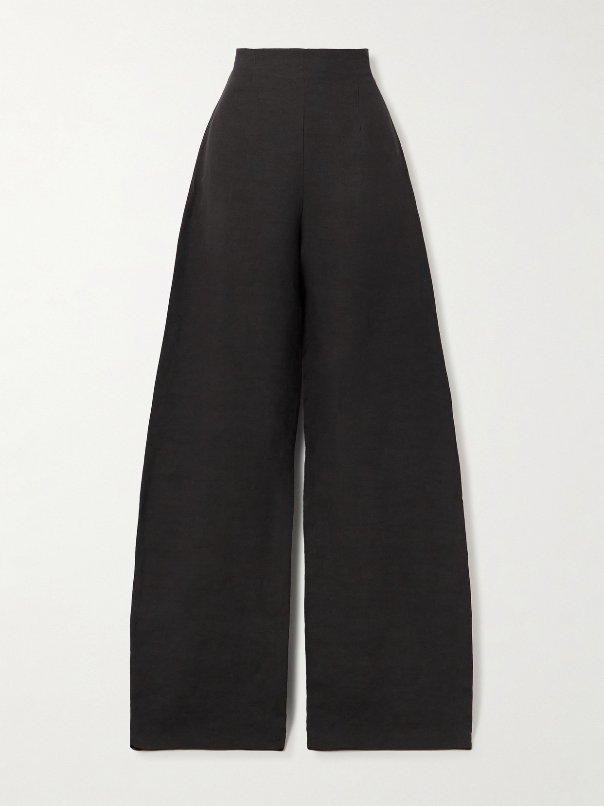 Cortana Fania Linen And Wool-blend Wide-leg Pants In Blue