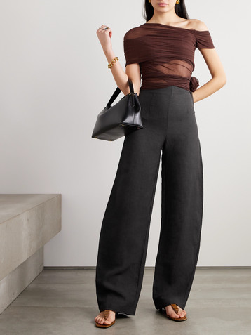 Cortana Fania linen and wool-blend wide-leg pants