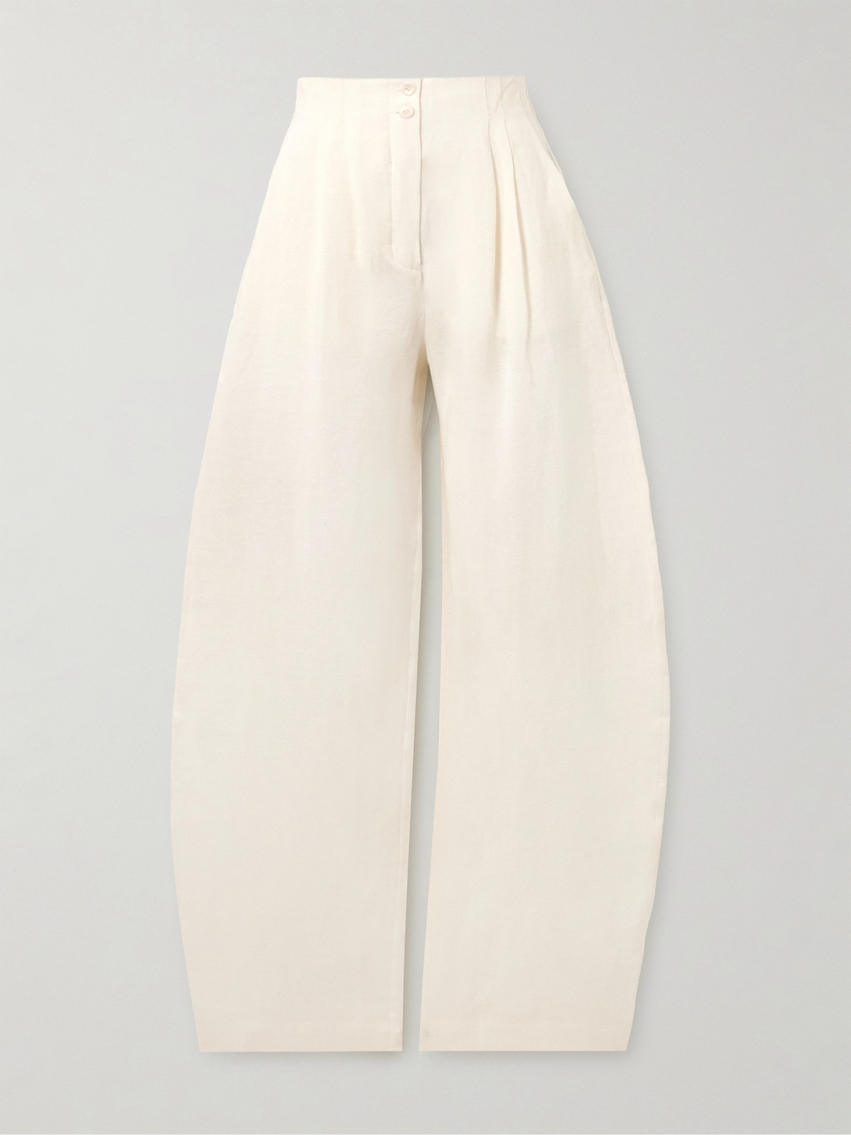 Cortana Marlo Pleated Linen Straight-leg Trousers In Ivory