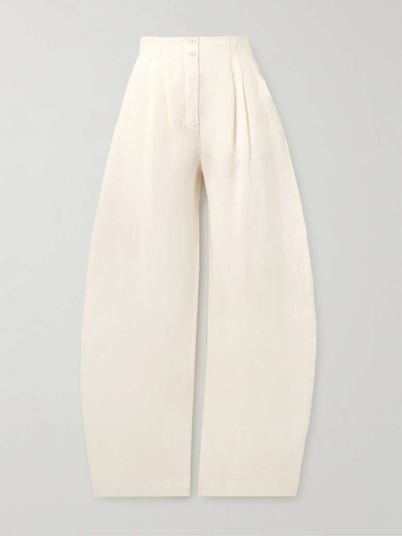 Cortana Marlo Pleated Linen Straight-leg Pants