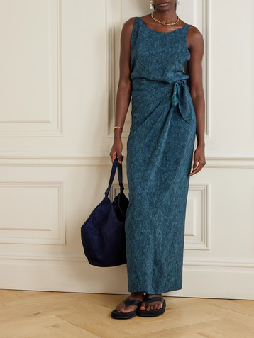 Cortana Malena wrap-effect printed silk-crepe maxi dress