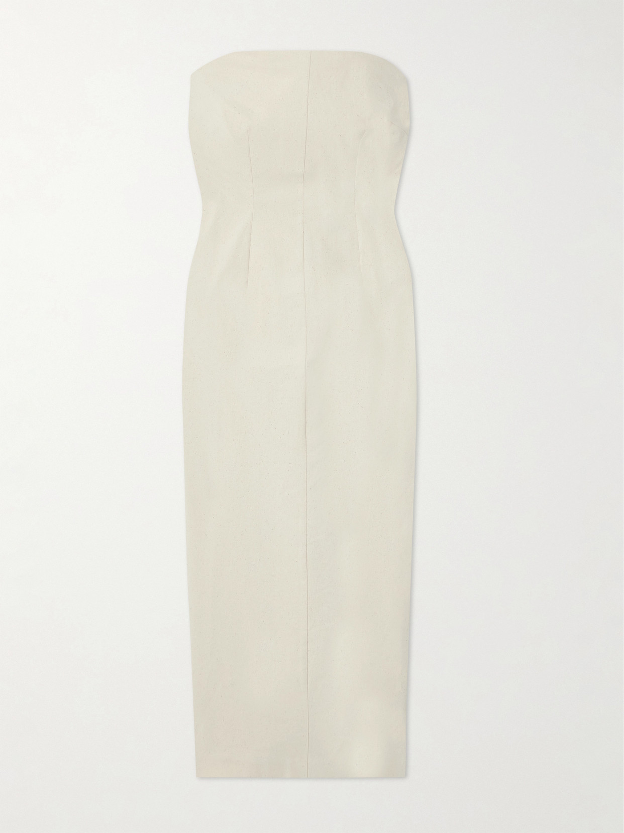 Cortana Strapless Cotton-blend Canvas Midi Dress In Ivory