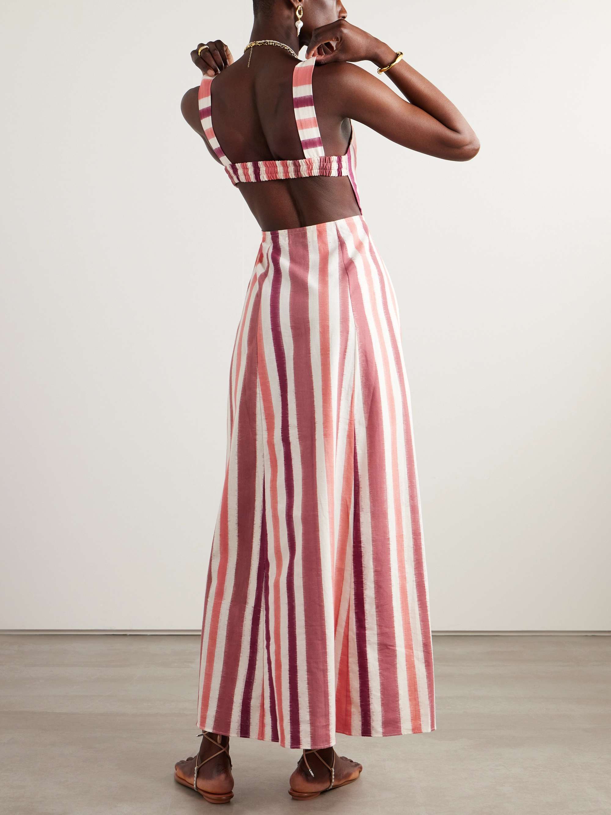 EMPORIO SIRENUSE Azzurra striped cotton maxi dress | NET-A