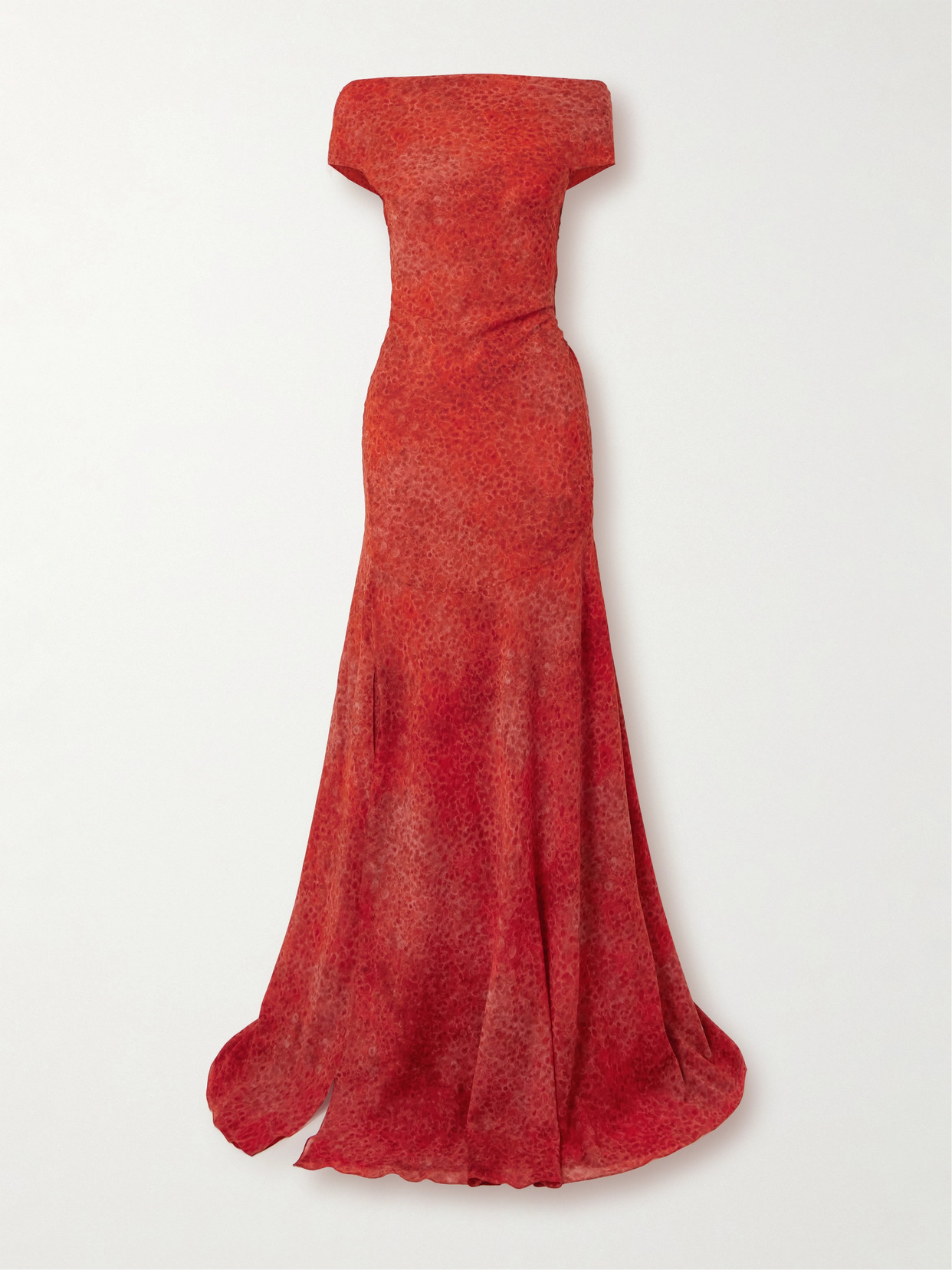 Cortana - Nadine Draped Printed Silk-blend Maxi Dress - Burgundy