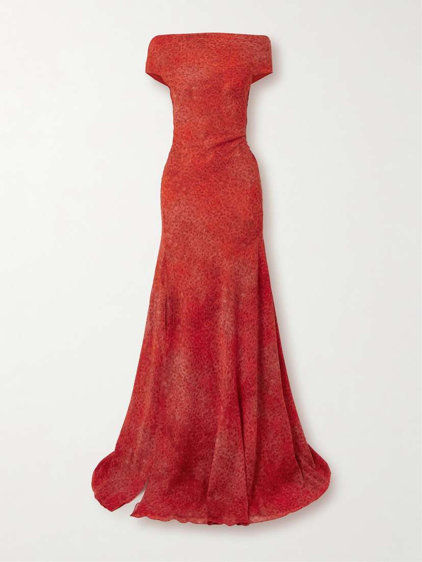 Cortana Nadine Draped Printed Silk-blend Maxi Dress