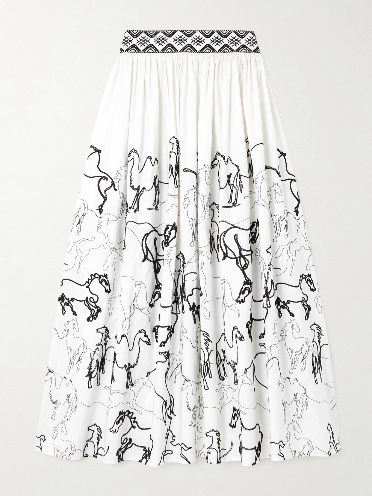 Emporio Sirenuse Ombretta Embroidered Cotton-blend Poplin Maxi Skirt In White