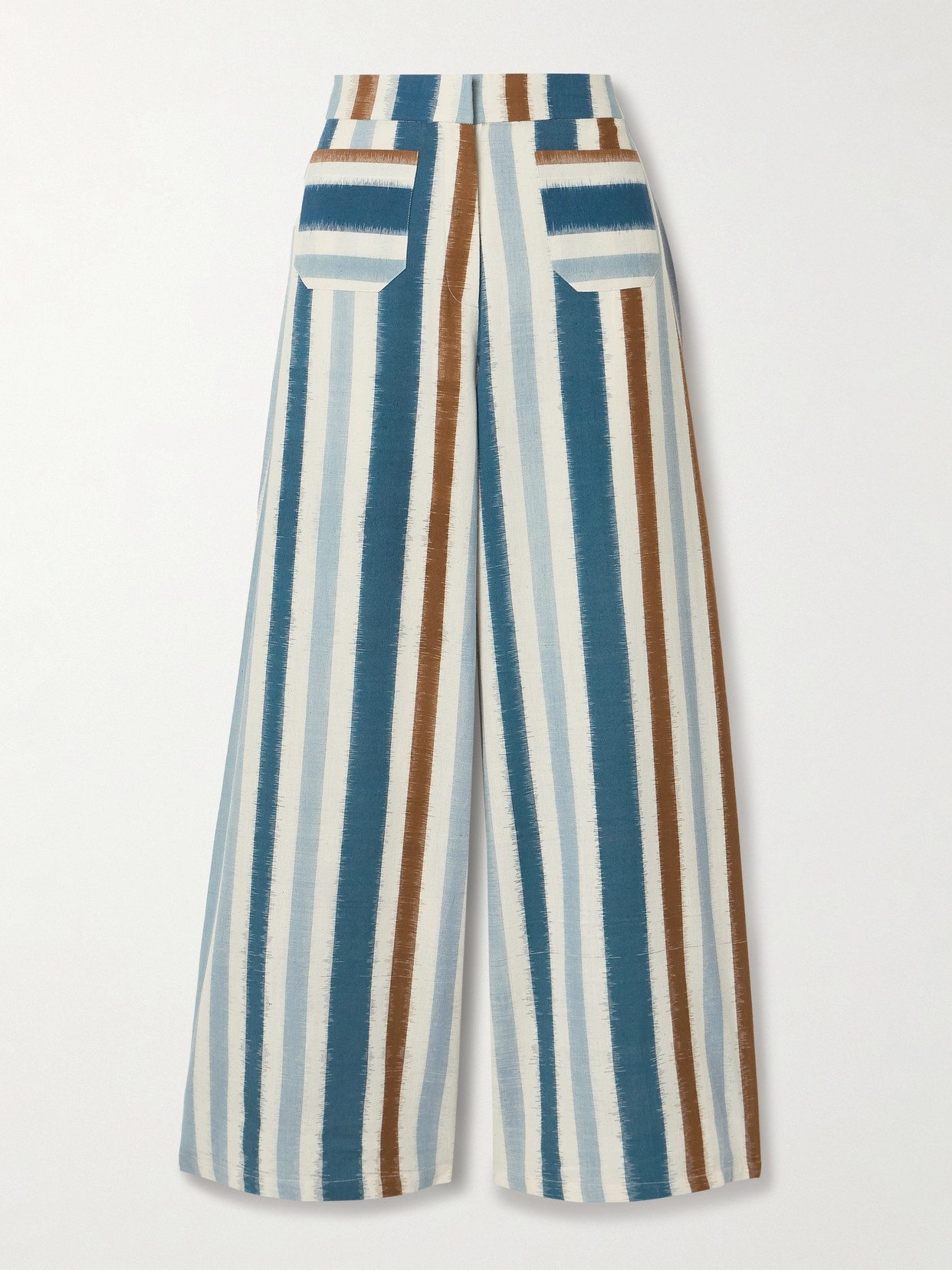 Emporio Sirenuse Adele Striped Cotton Wide-leg Trousers In Blue