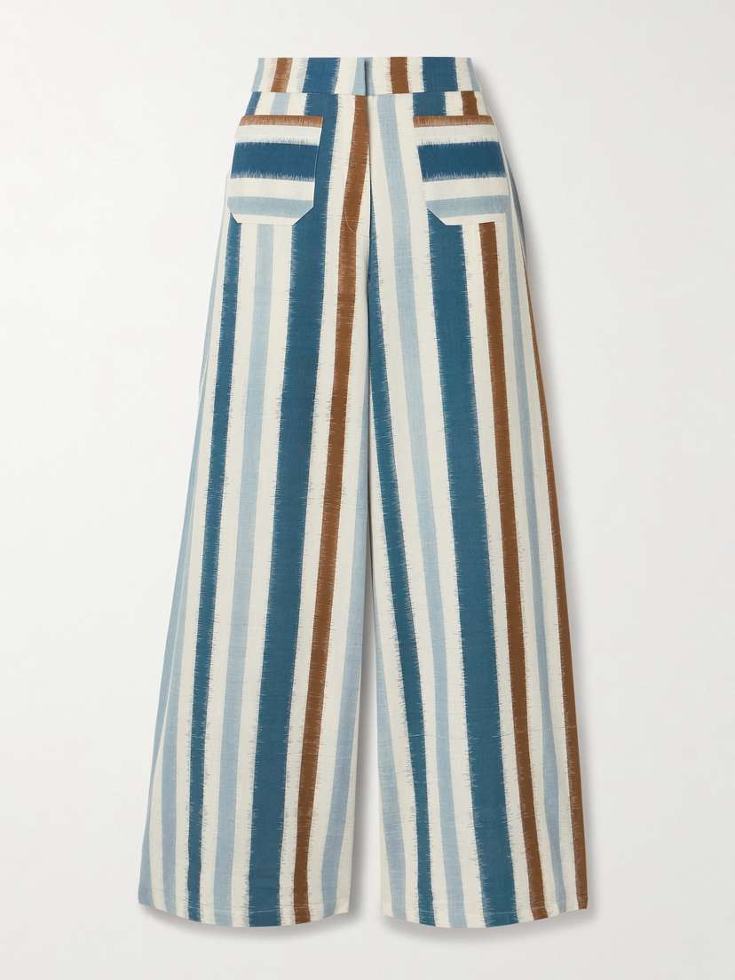 Emporio Sirenuse Adele Striped Cotton Wide-leg Pants