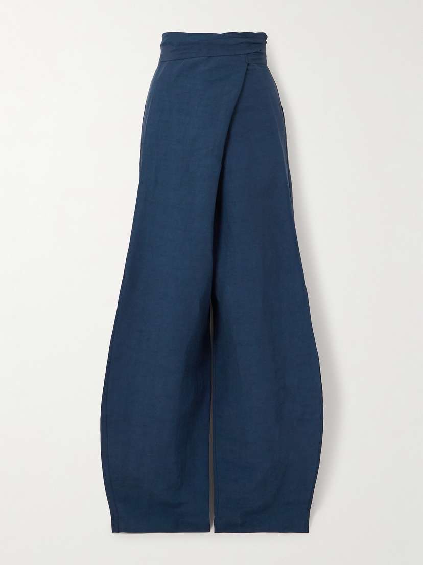 Cortana Arco Belted Linen-blend Straight-leg Pants