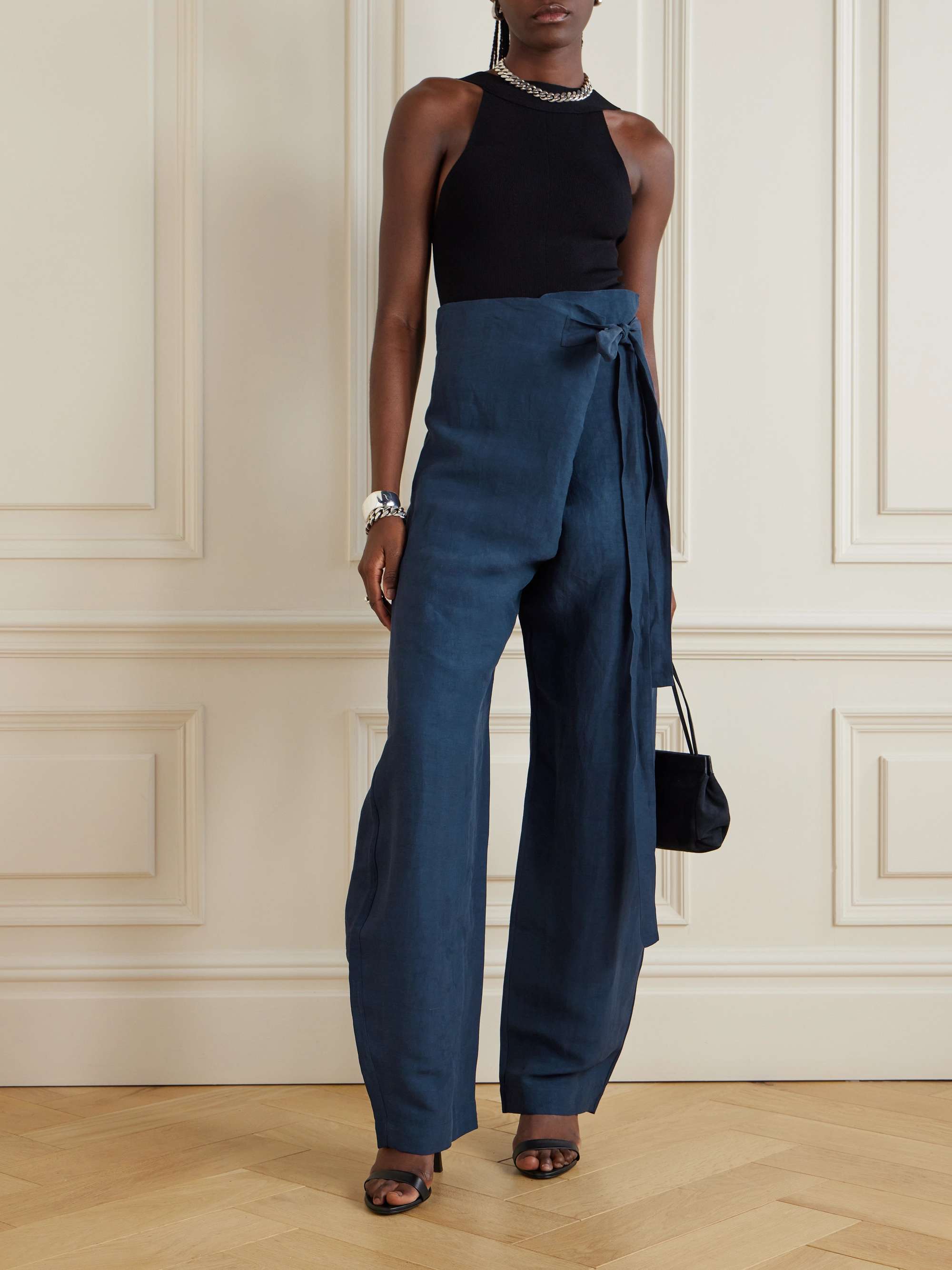 CORTANA Arce linen-blend straight-leg pants