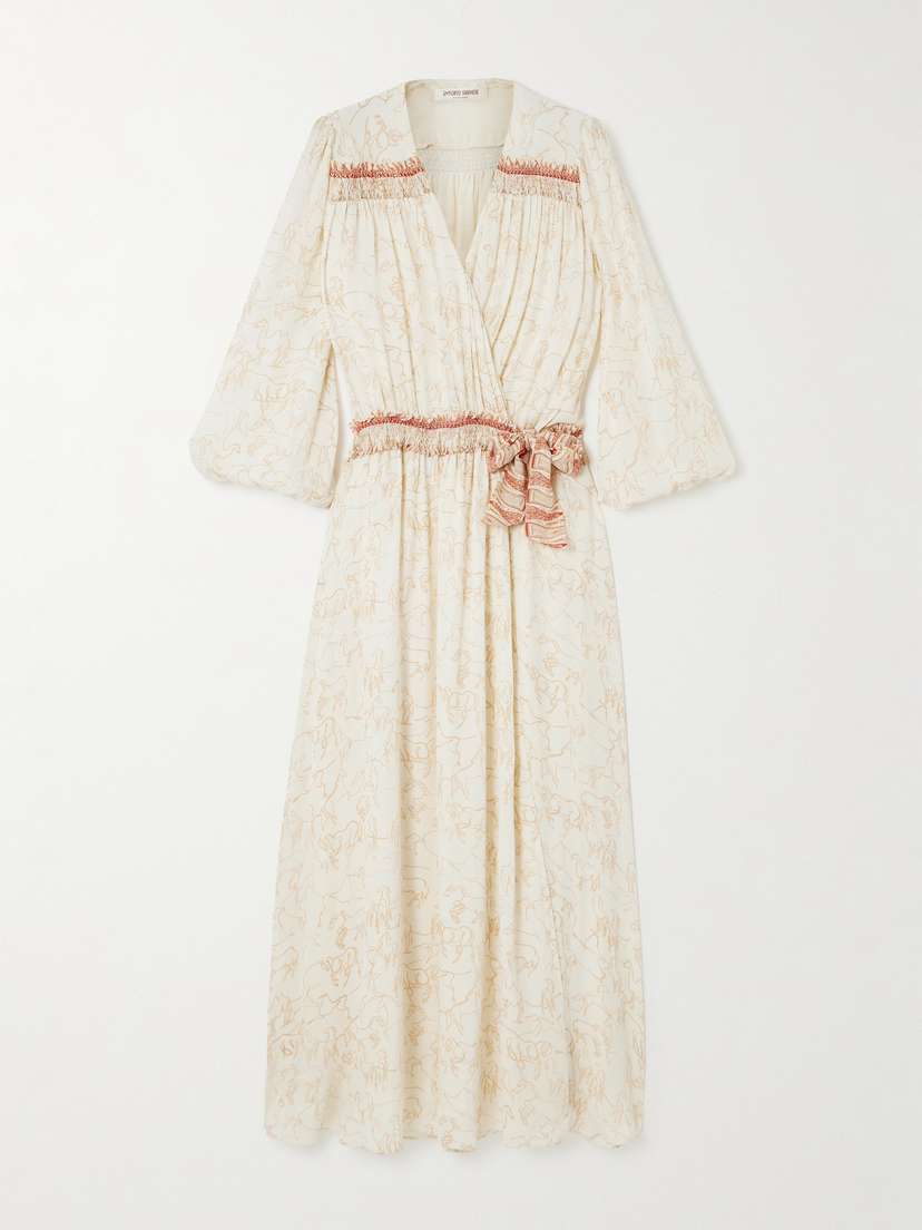 Emporio Sirenuse Lavinia Printed Silk-chiffon Midi Wrap Dress