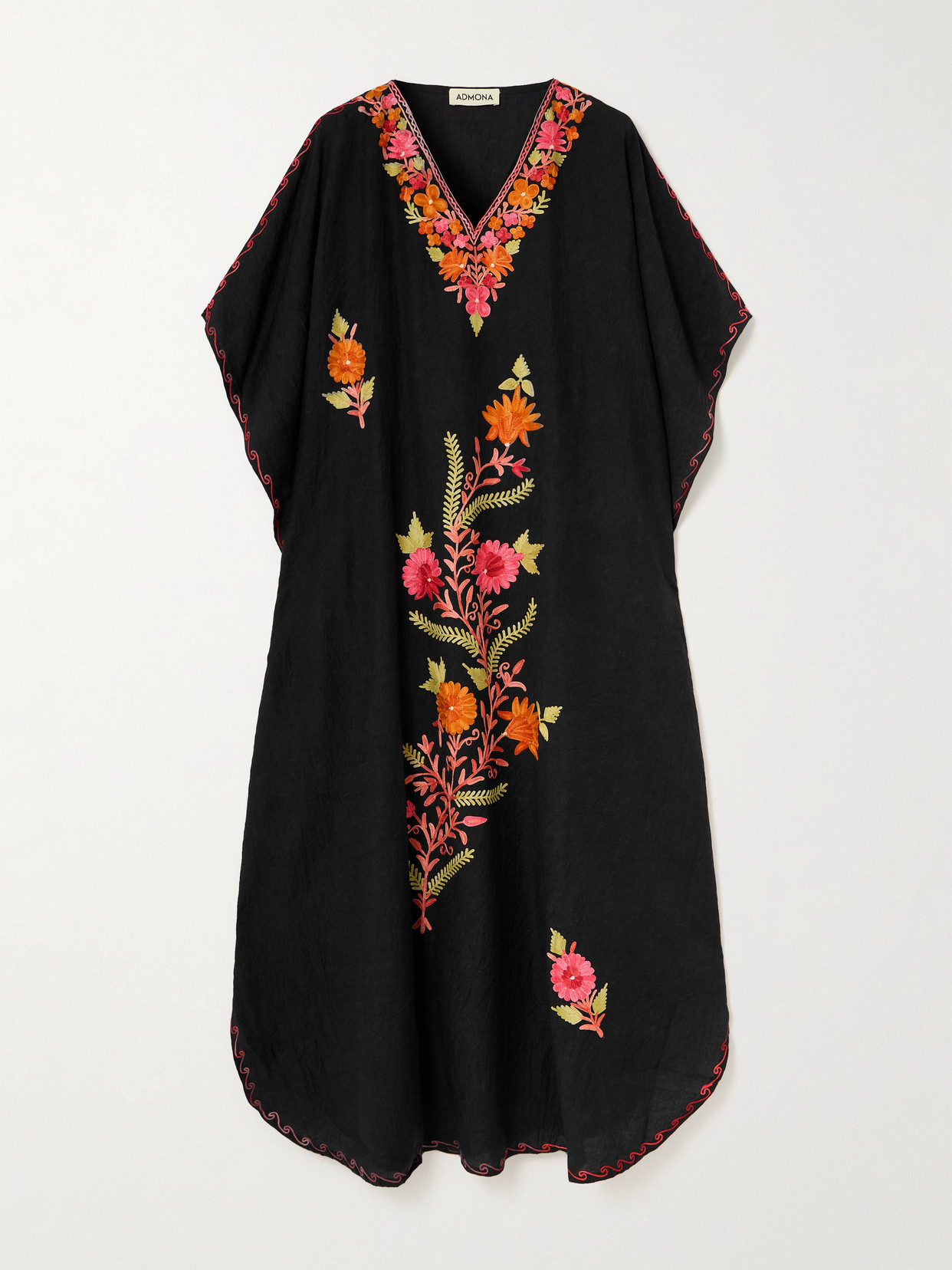 Admona Embroidered Crinkled-gauze Kaftan In Blue