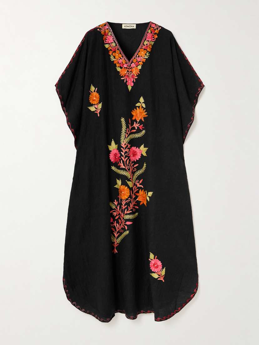 Admona Embroidered Crinkled-gauze Kaftan