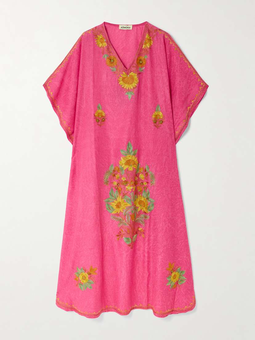 Admona Embroidered Crinkled-gauze Kaftan