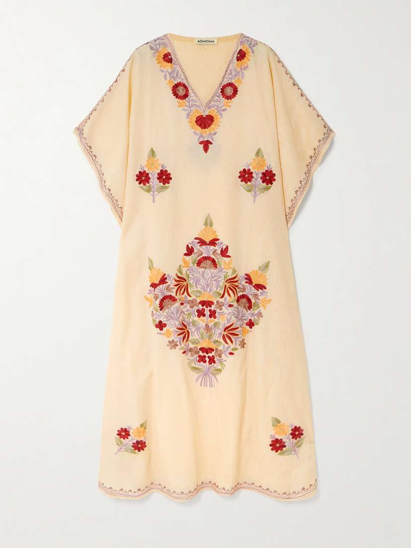 Admona Embroidered Crinkled-gauze Kaftan