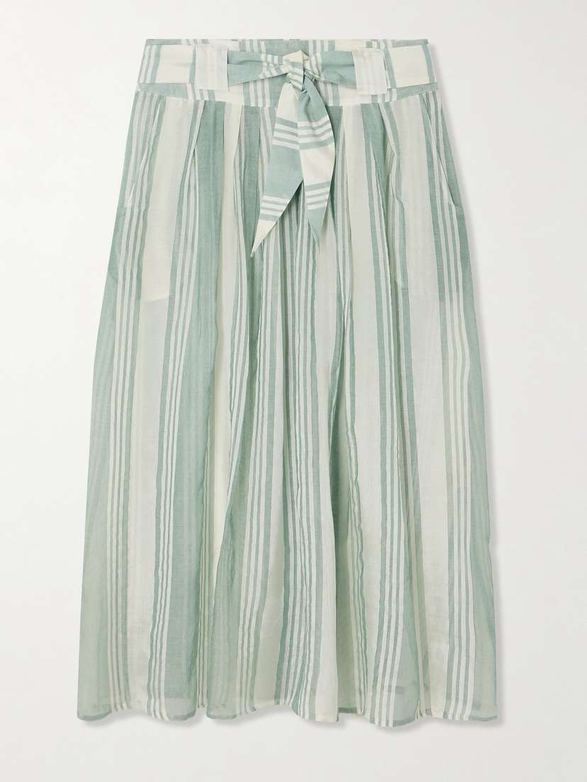 Admona Dareen Belted Striped Gauze Skirt