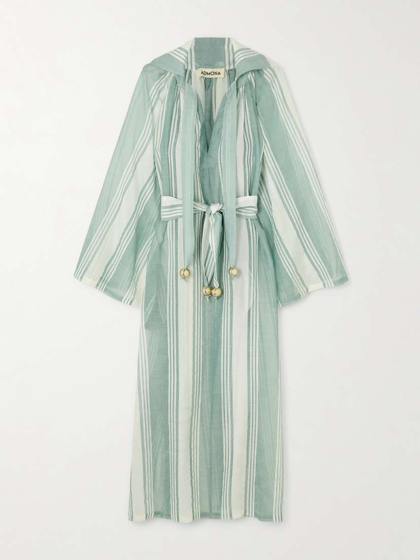 Admona Nasrin Embellished Striped Gauze Maxi Dress