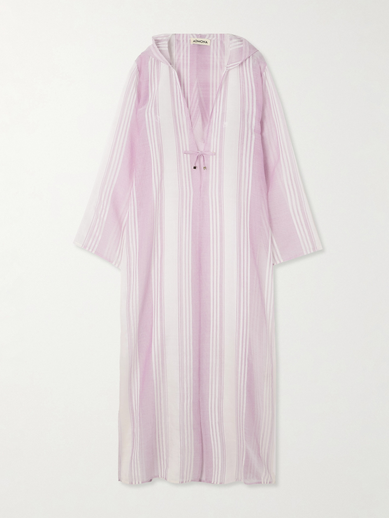 Admona Ruhi Hooded Embellished Striped Gauze Coverup In Pink