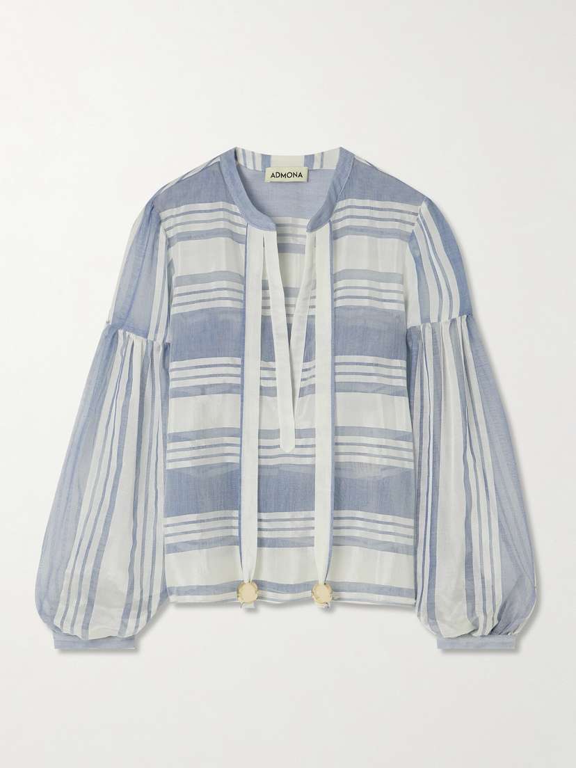 Admona Aisha Embellished Striped Gauze Shirt