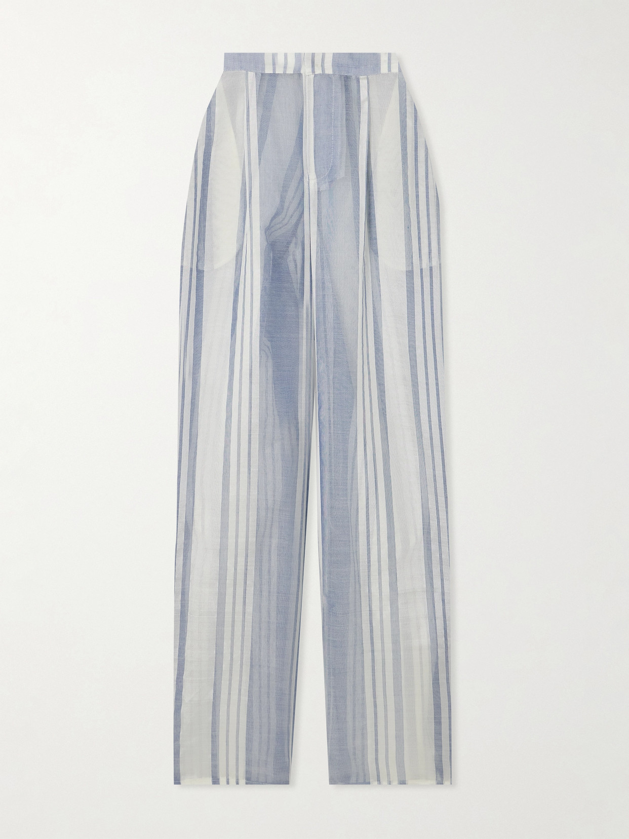 Admona Nur Striped Gauze Straight-leg Pants In Blue