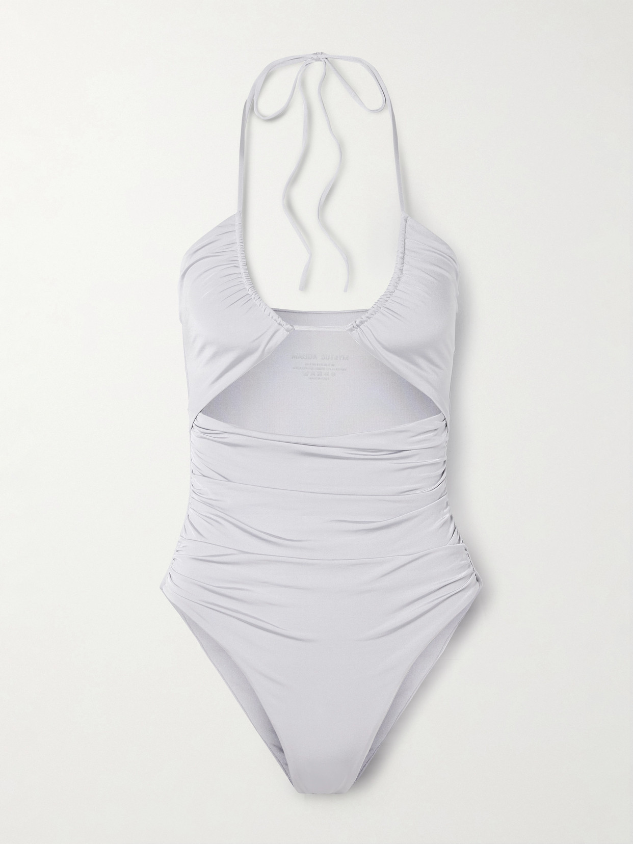 Magda Butrym Ruched Cutout Halterneck Swimsuit In Grey