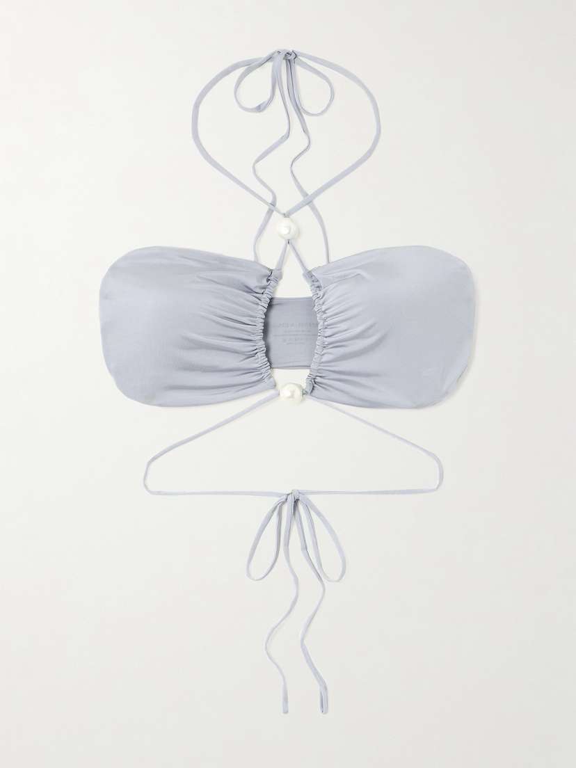Magda Butrym Cutout Faux Pearl-embellished Bikini Top