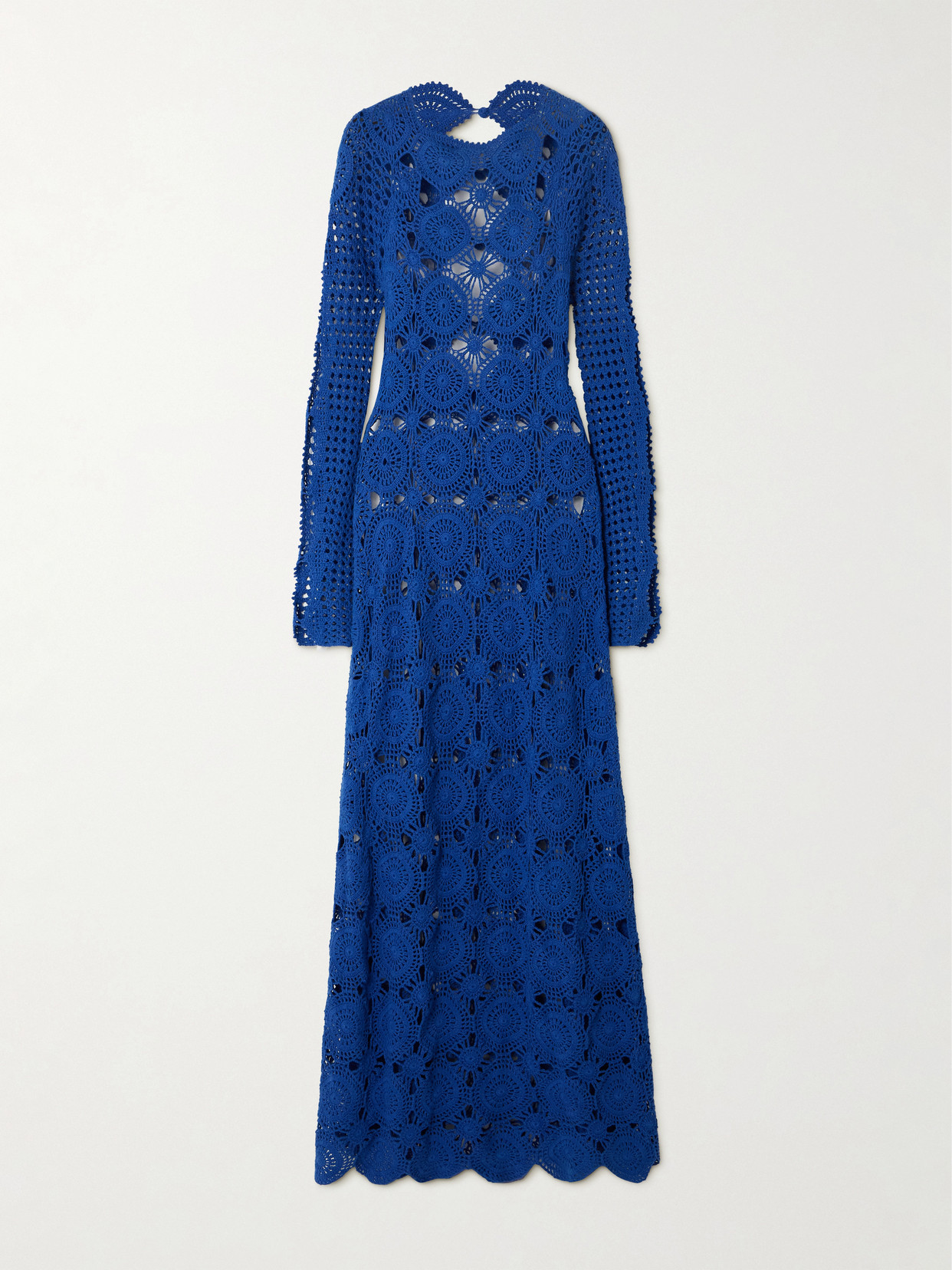 Escvdo Jules Crocheted Cotton Maxi Dress In Electric Blue