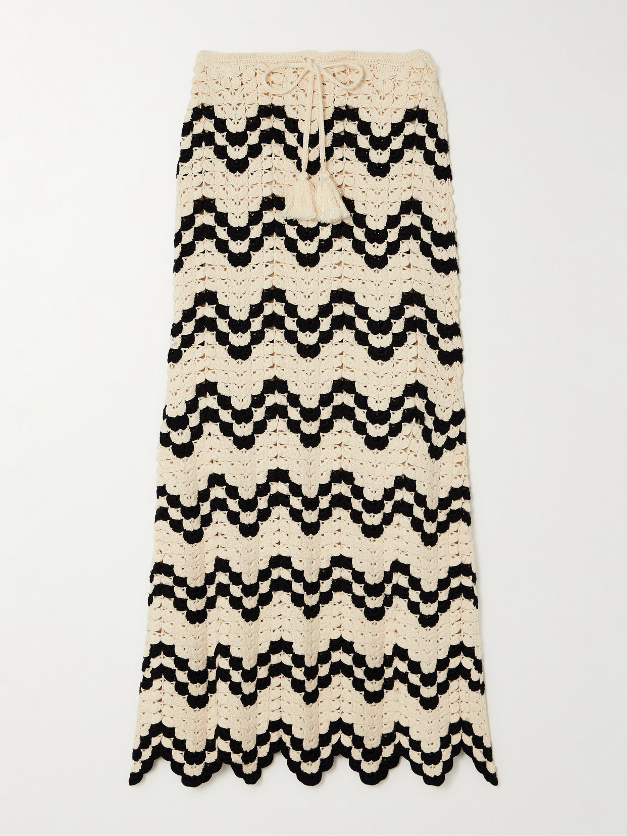 ESCVDO - Safi Scalloped Crocheted Cotton Midi Skirt - White