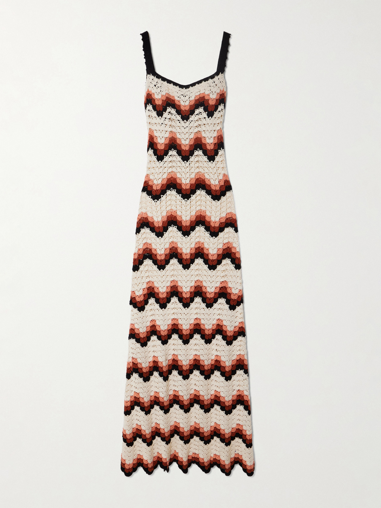 Shop Escvdo Marea Crocheted Cotton Maxi Dress In Orange