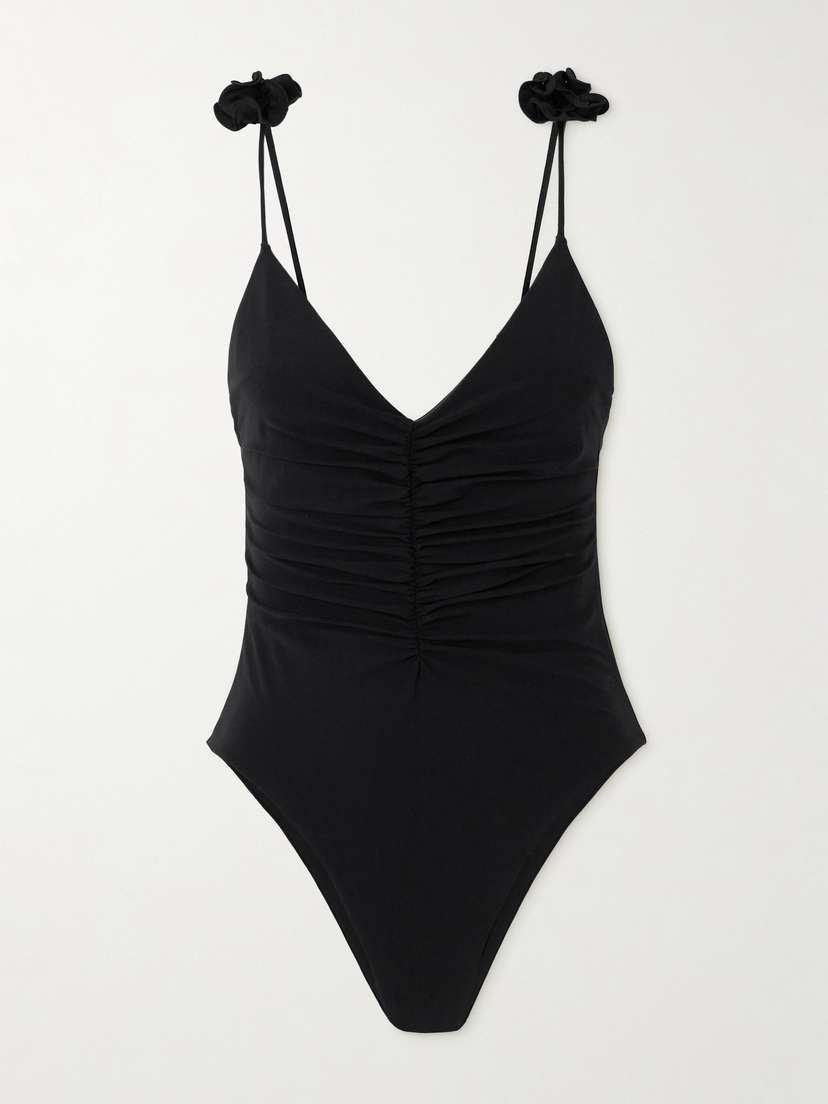 Magda Butrym Appliquéd Ruched Swimsuit