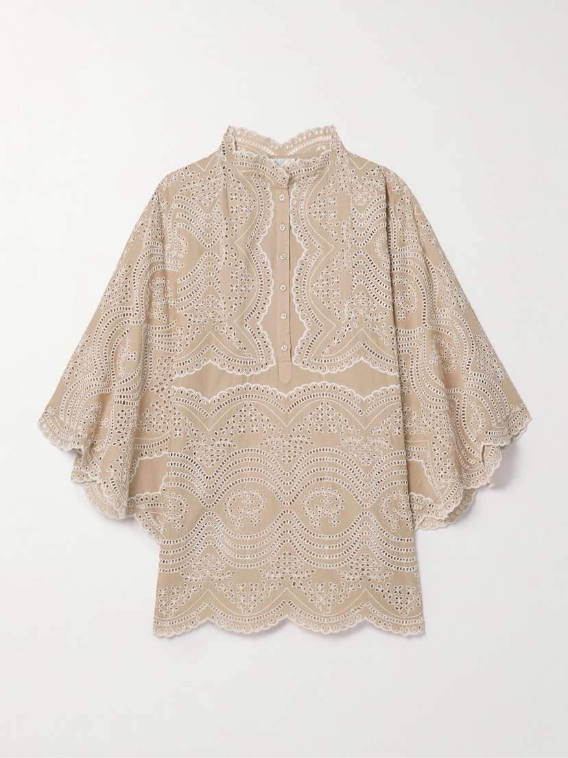 Miguelina Rowena Scalloped Broderie Anglaise Cotton-voile Tunic