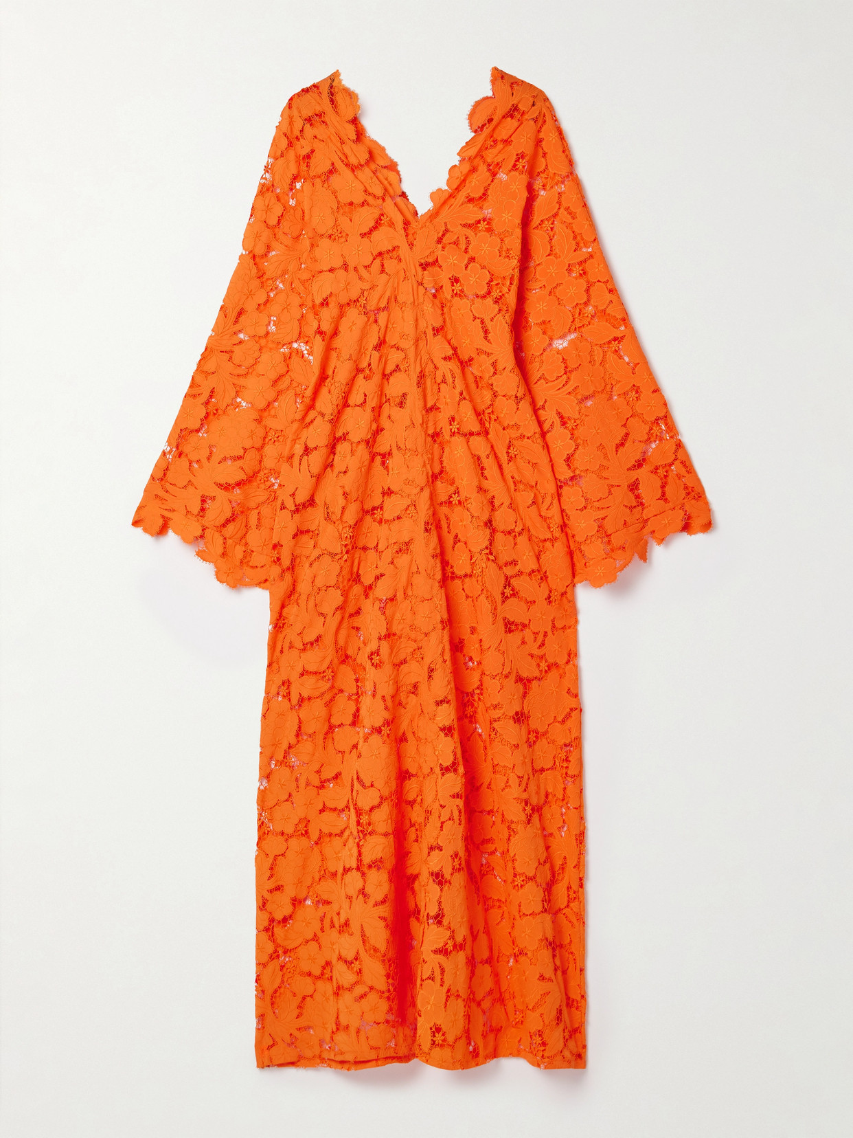 Miguelina Sasha Guipure Lace Kaftan In Orange