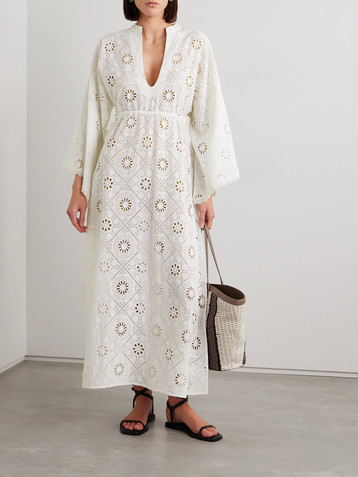Miguelina Ieva broderie anglaise cotton kaftan