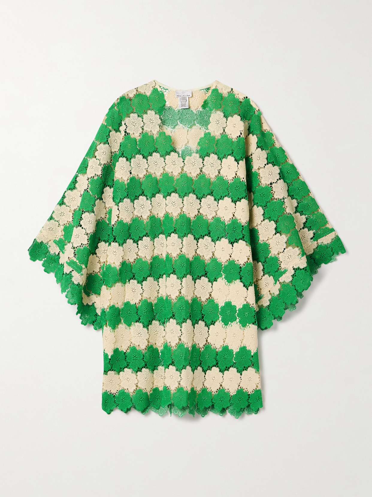 Miguelina - Gianina Two-tone Guipure Lace Top - Green