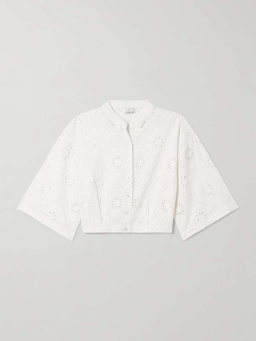 Miguelina Sedona Cropped Broderie Anglaise Cotton Top