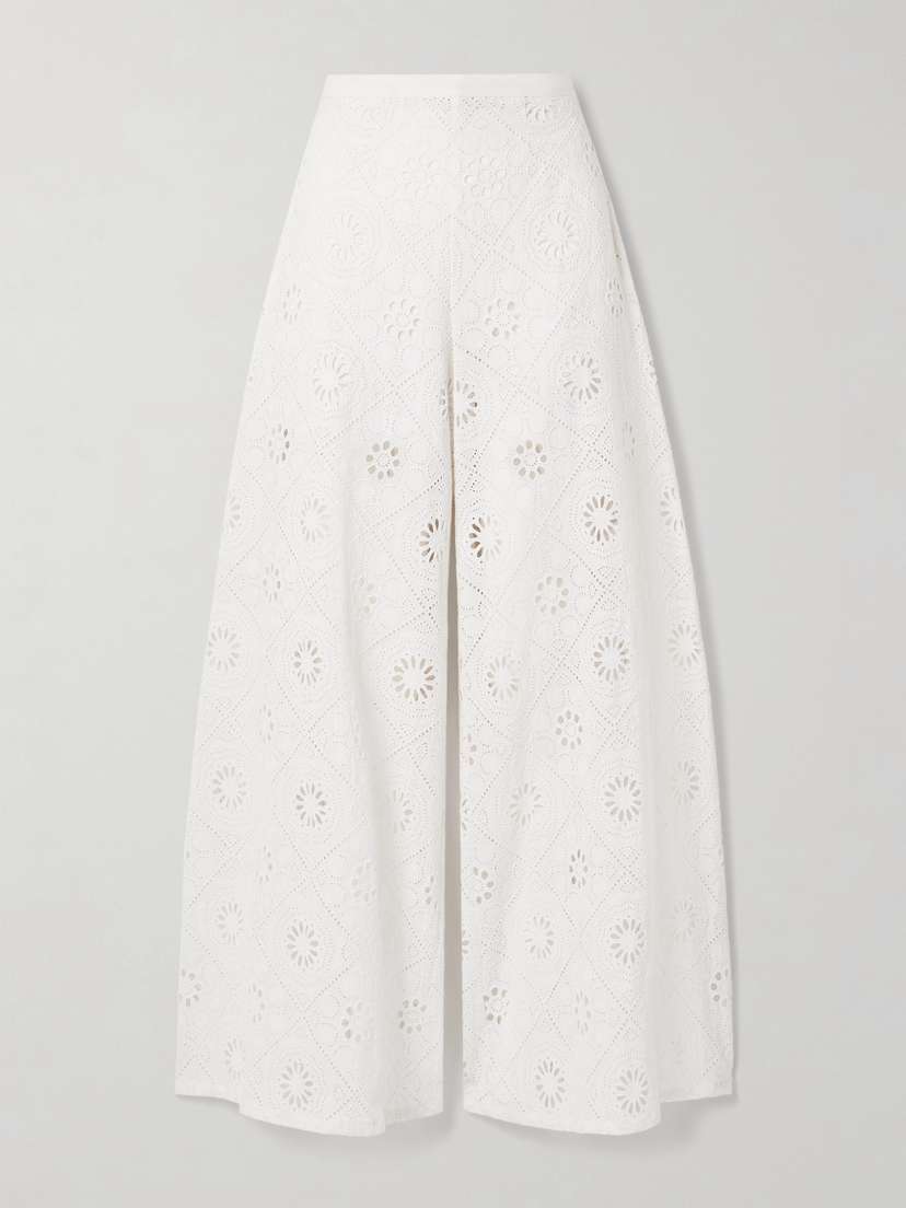 Miguelina Pamela Broderie Anglaise Cotton Wide-leg Pants