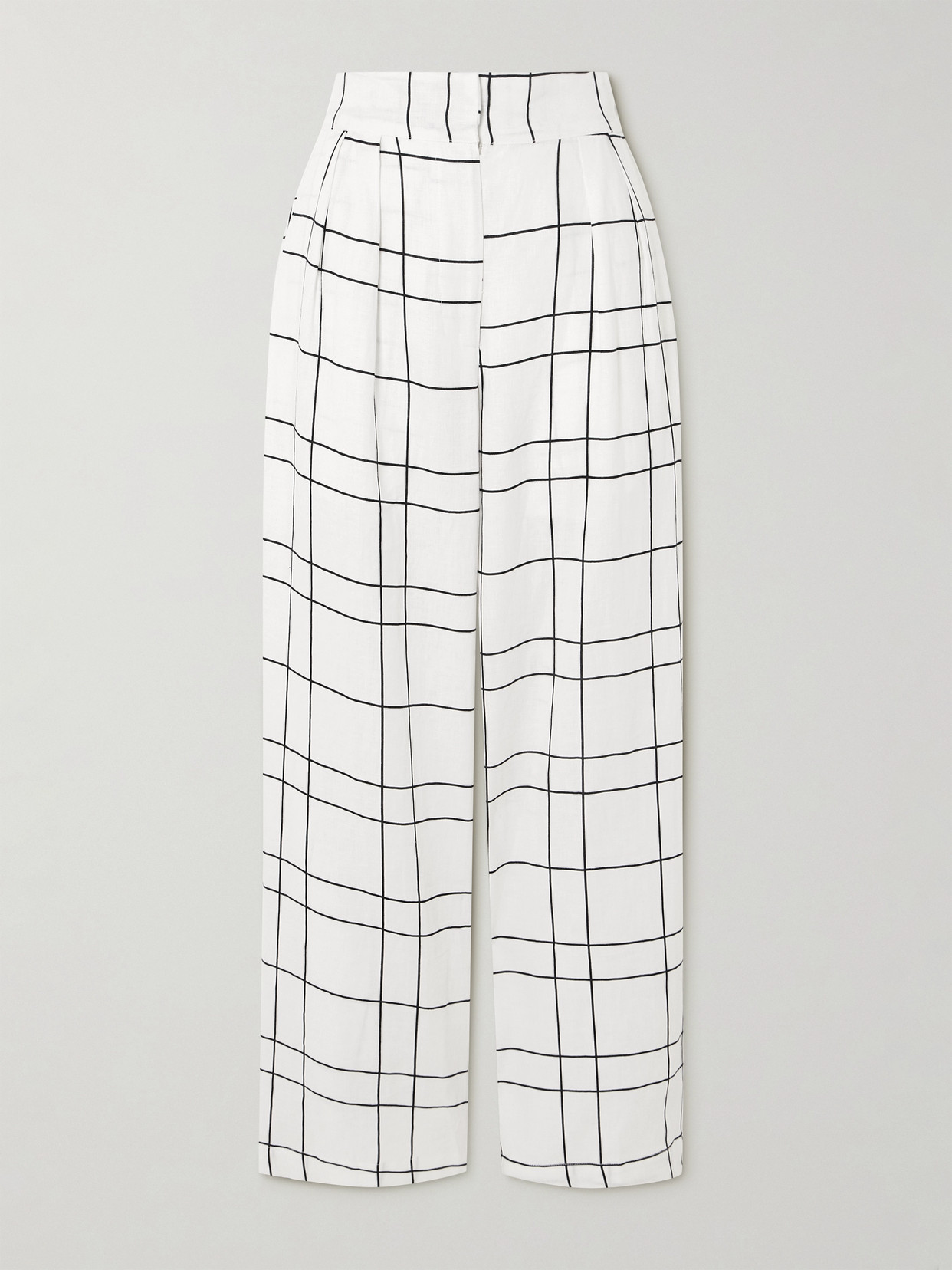 Faithfull The Brand Duomo Checked Linen Trousers In White