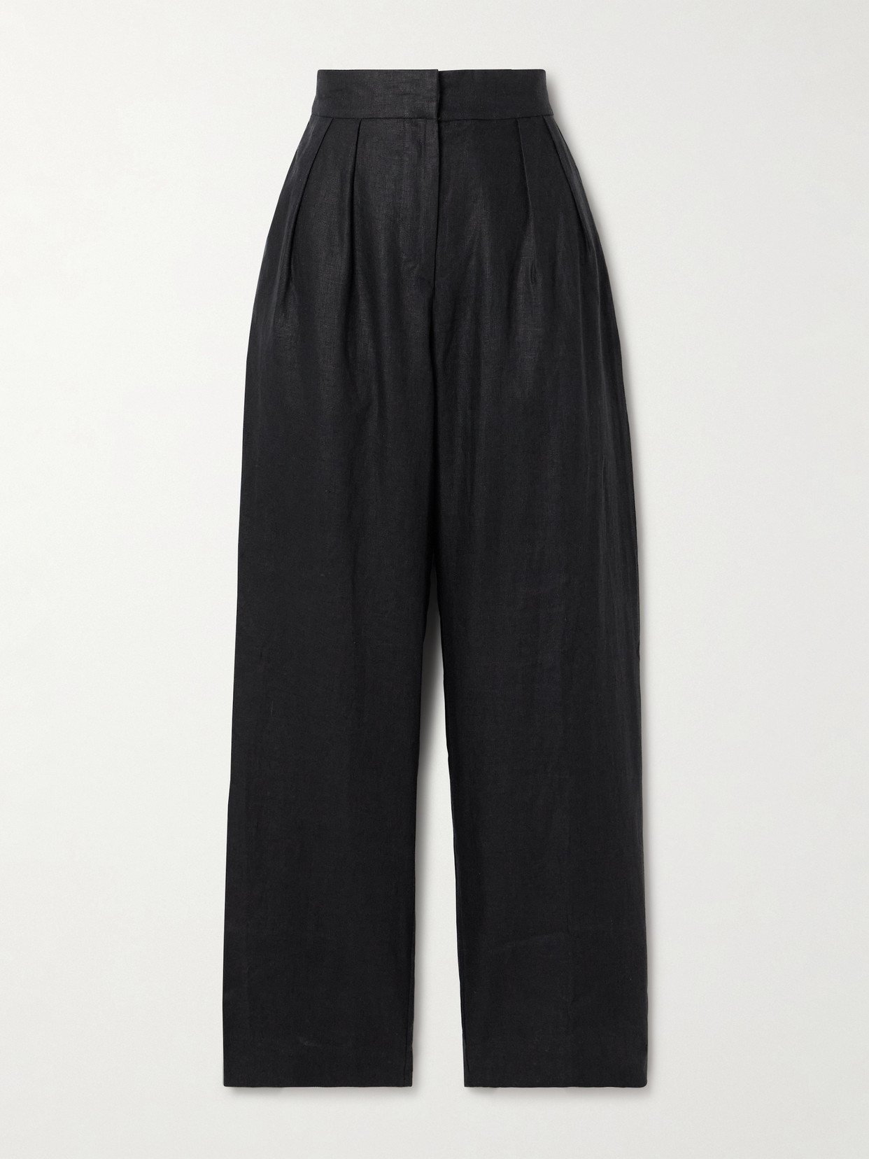 Faithfull The Brand Duomo Linen Straight-leg Pants In Black