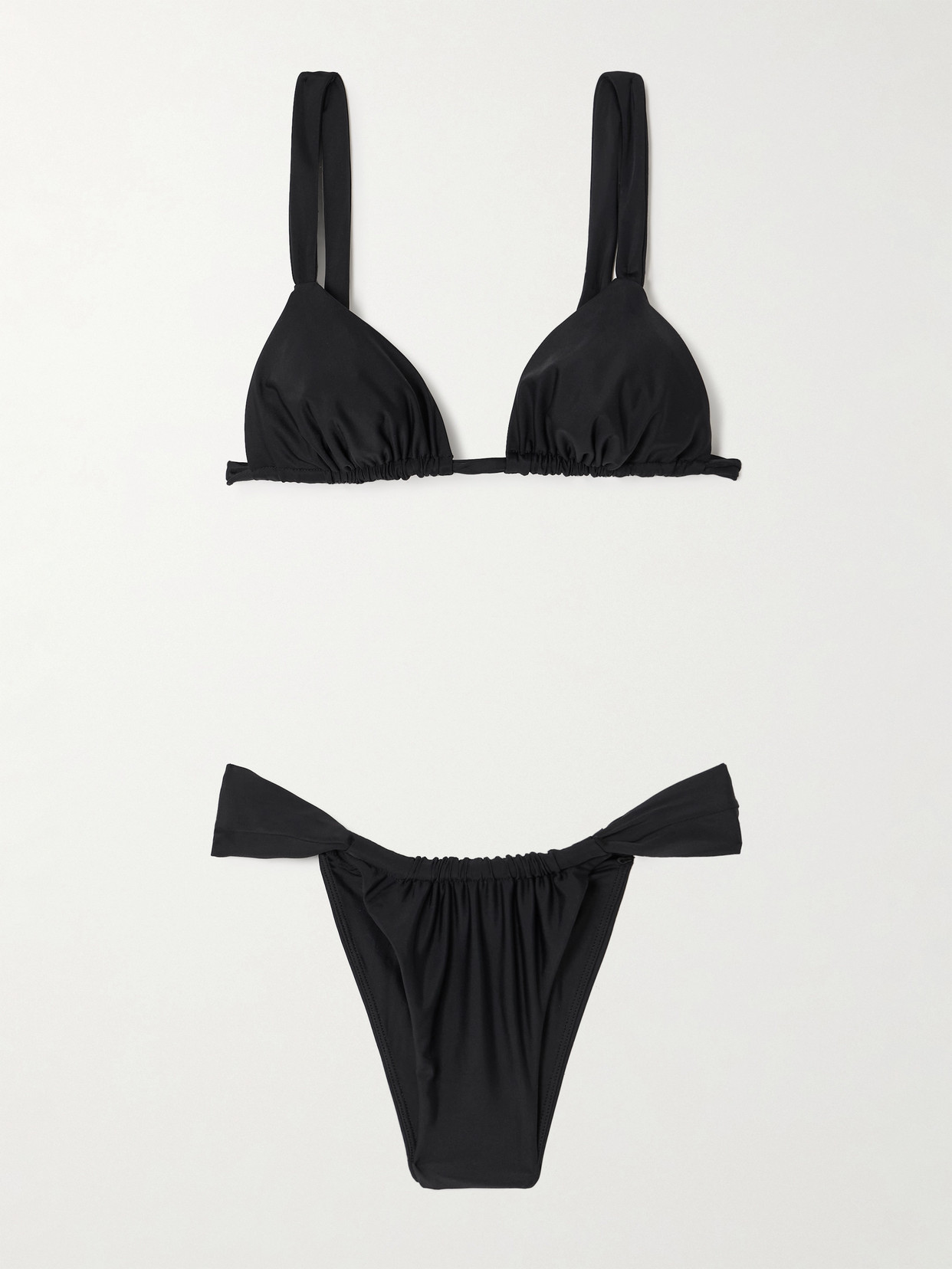 Faithfull The Brand Mary And Andez Gathered Recycled Stretch-econyl® Bikini In Black