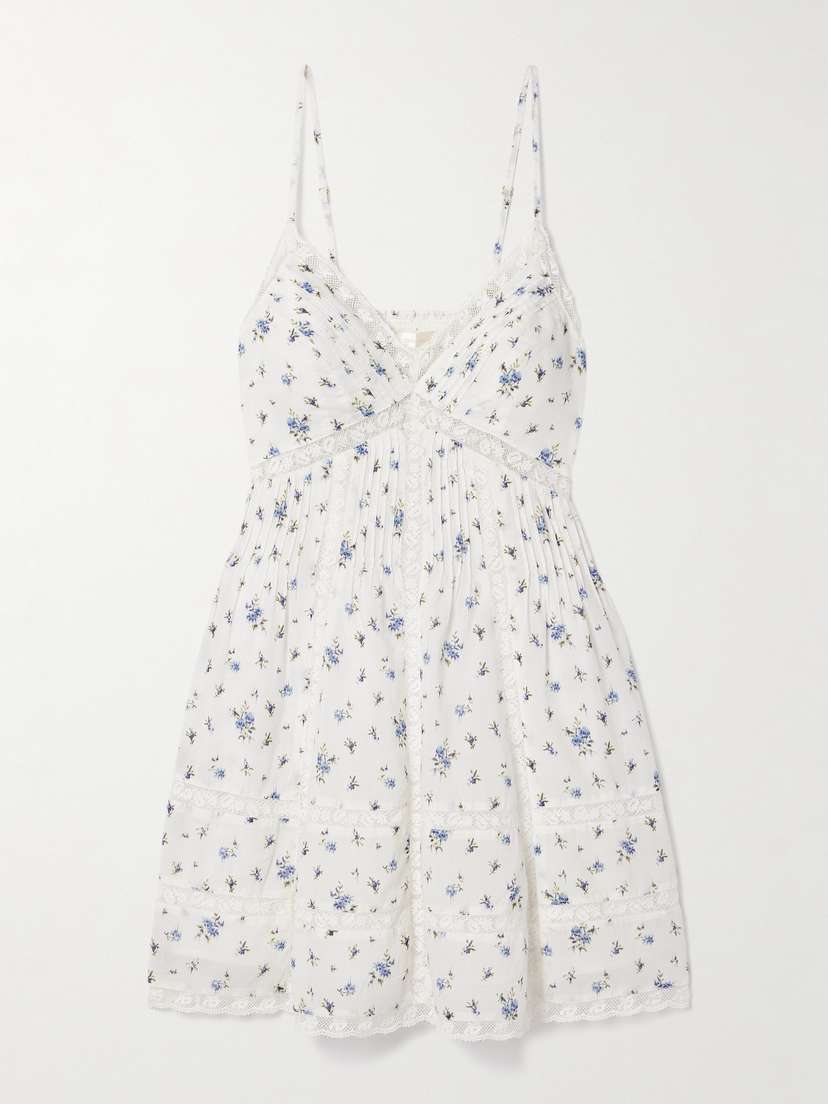 LoveShackFancy Docila Lace-trimmed Floral-print Cotton-voile Mini Dress - x large