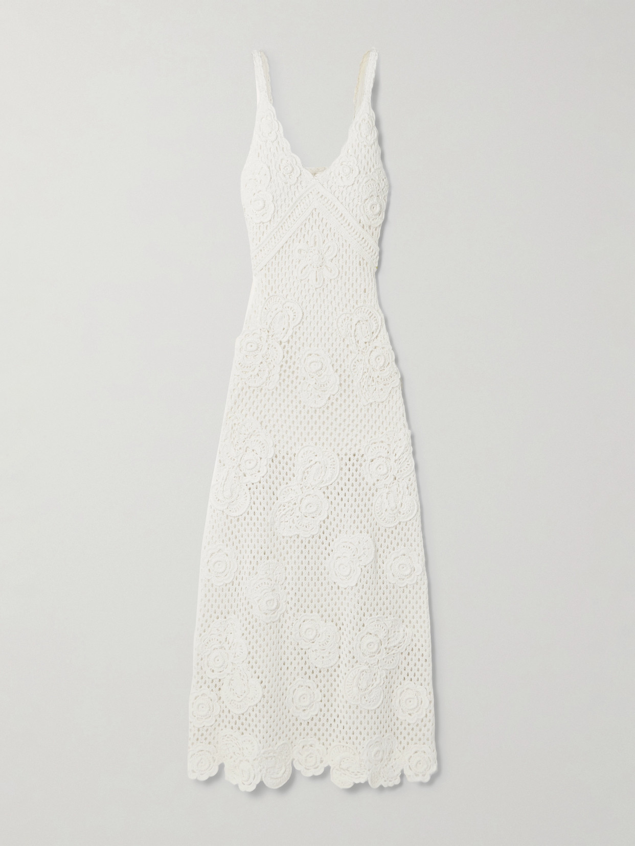 LoveShackFancy - Rohesia Appliquéd Crochet Cotton Maxi Dress - Off-white
