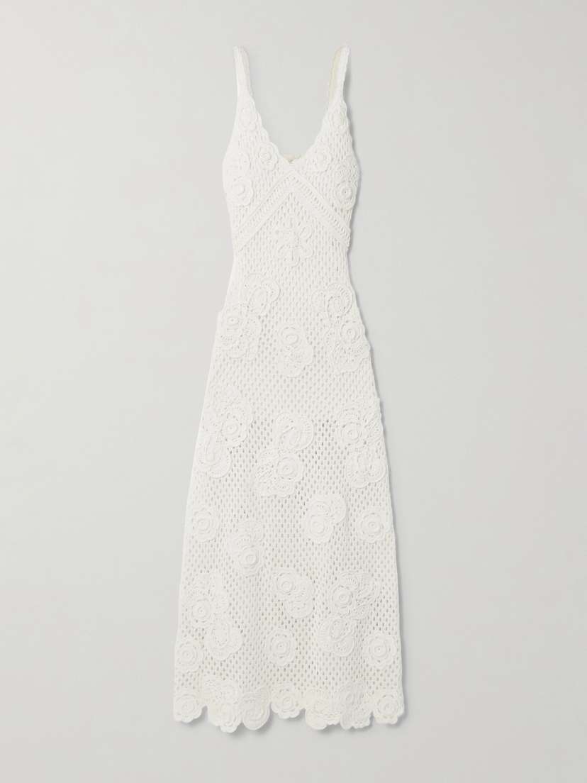 LoveShackFancy Rohesia Appliquéd Crochet Cotton Maxi Dress - xx large