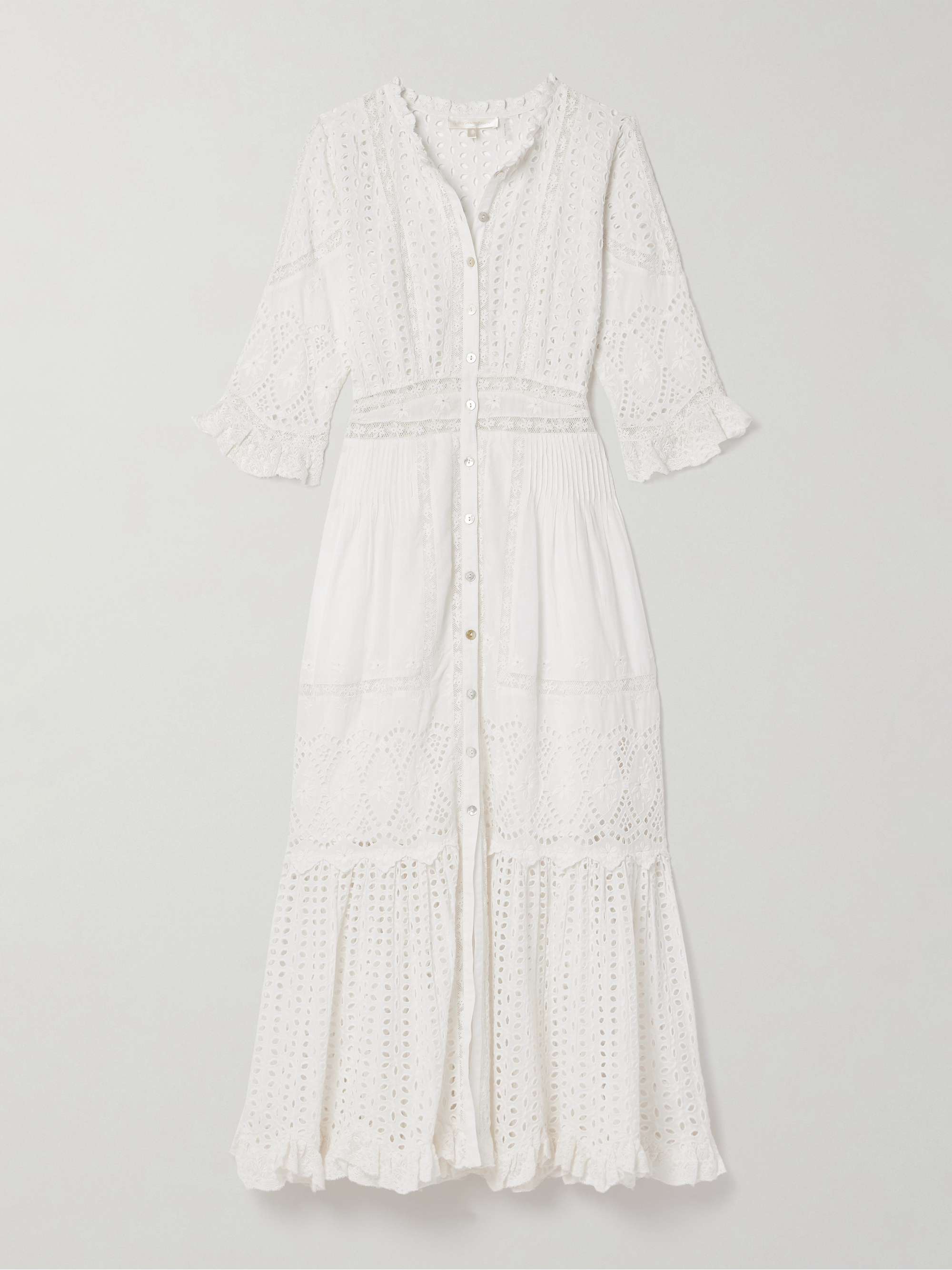 Button-Down Front White Lace Maxi Dress Button-Down Front White Lace Maxi Dress